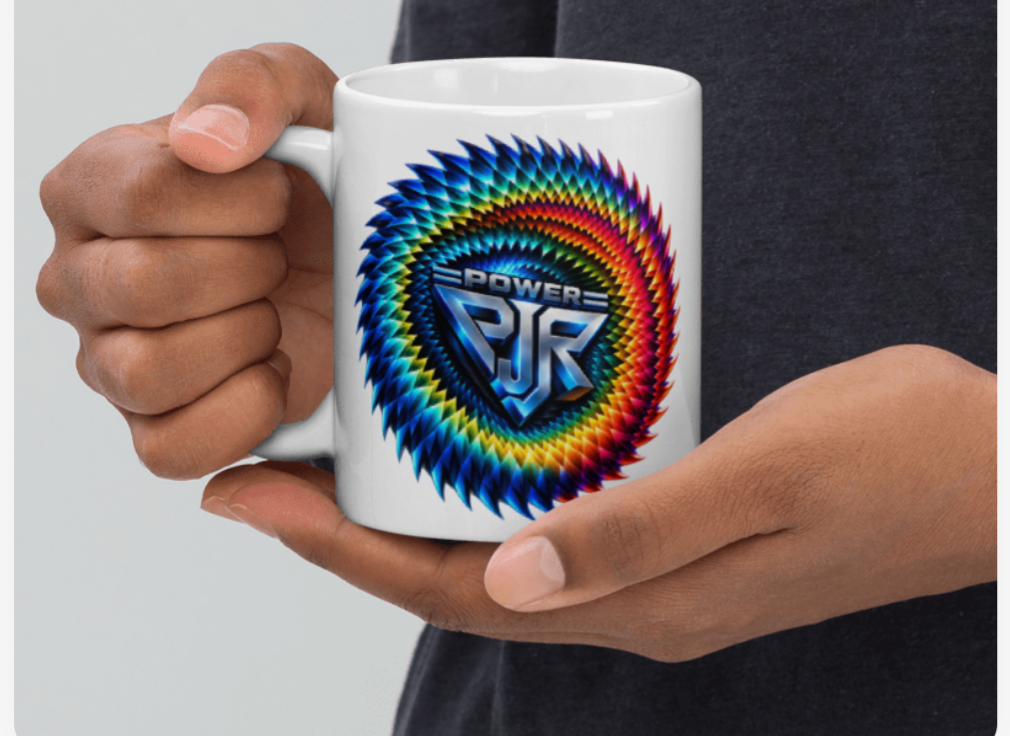 Taza PjR-Power blanca brillante