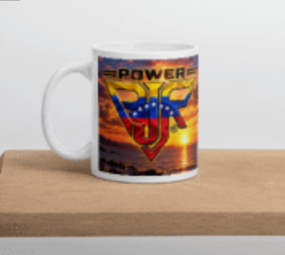 Taza de Venezuela PjR-Power blanca brillante
